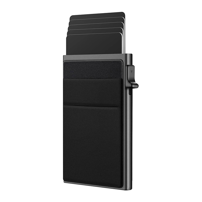 V888-ELOSUNG29033-202505191246-00 Ultra-Slim Pop-Up Card Holder Wallet with RFID Blocking(Black + Black Card Holder) - Image 1