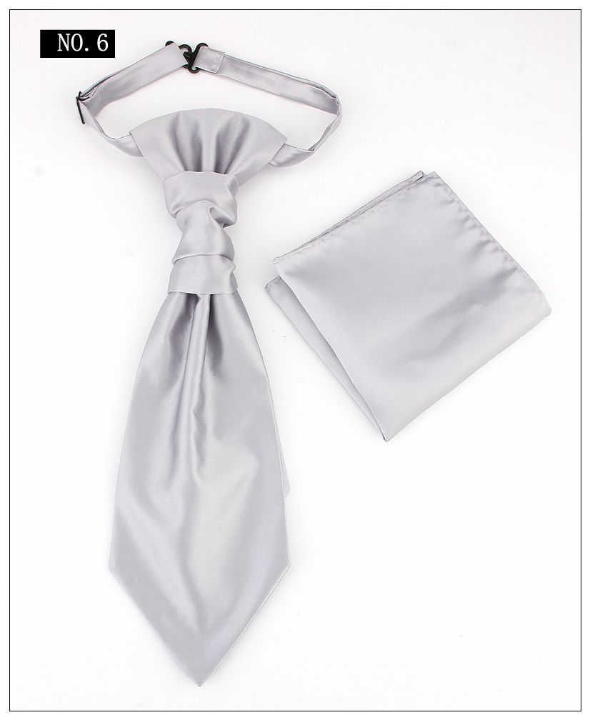 V888-ELOSUNG29098-202505231148-00 Men's Formal Paisley Ascot Cravat & Pocket Square Set - Adjustable Necktie for Weddings(Light Gray ) - Image 1