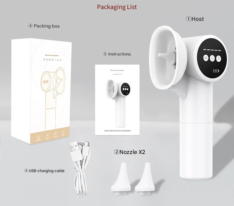 V888-ELOSUNG29154-202505231306-00 Automatic Electric Ear Wax Removal & Irrigation System - 5 Modes, USB-C, Hot Air Drying(white) - Image 1