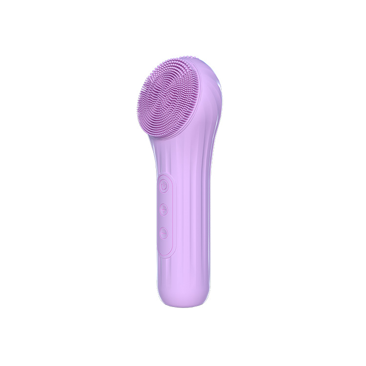 V888-ELOSUNG29225-202505261610-00 Silicone Facial Cleansing Brush - 6-Speed Vibration, Food-Grade Antibacterial Material with Warming Function(Purple) - Image 1
