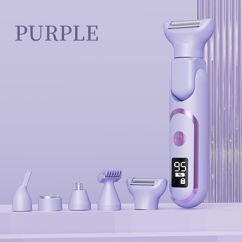 V888-ELOSUNG29304-202505261537-00 5-in-1 Electric Lady Shaver & Grooming Kit - LCD Display, USB-C Rechargeable, Full Body Hair Removal(Purple) - Image 1