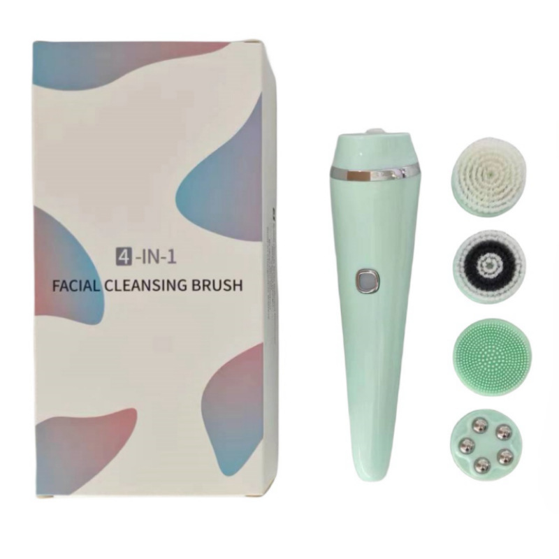 V888-ELOSUNG29387-202505301143-00 4-in-1 Electric Facial Cleansing Brush & Massager - IPX6 Waterproof, 3 Speeds, Bi-Directional Spin, USB Rechargeable(Light green) - Image 1