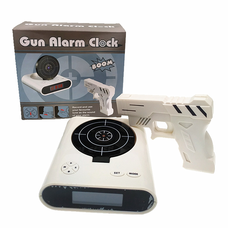 V888-ELOSUNG29714-202506190610-00 Gun Alarm Clock - Target Shooting Alarm with Infrared Gun, Recordable Alarm & Game Modes(white) - Image 1