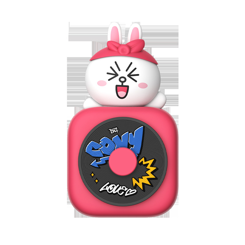 V888-ELOSUNG29751-202506190645-00 Car Air Freshener - CD Player Design with Spinning Record & Cute Character Topper(White bunny) - Image 1