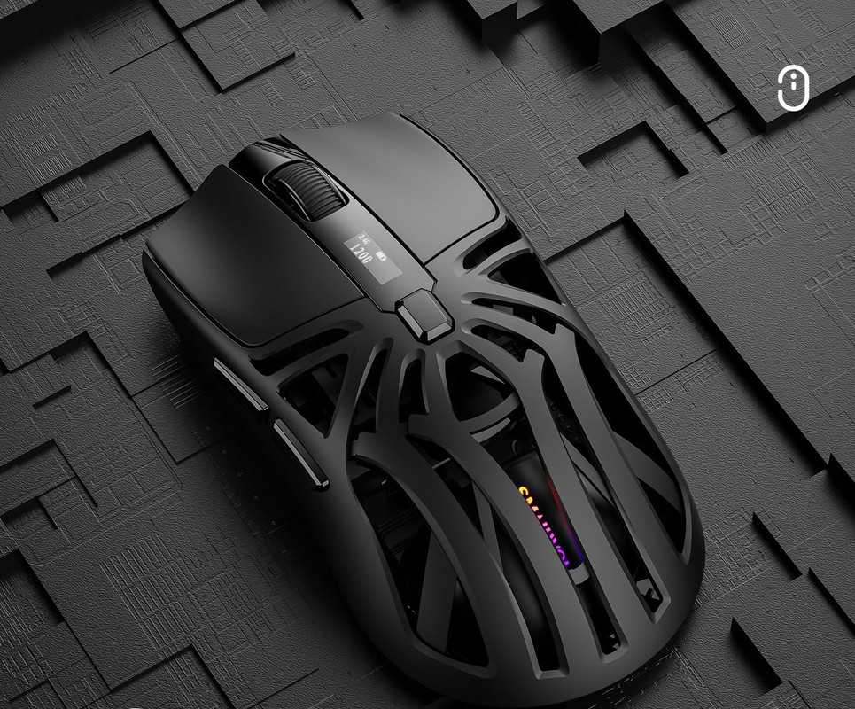 V888-ELOSUNG29822-202506190639-00 Tri-Mode Wireless Gaming Mouse - 1KHz Polling, 10000 DPI, Digital Display, Lightweight 73g(Black) - Image 1