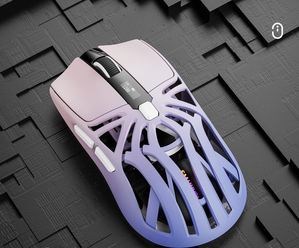 V888-ELOSUNG29823-202506190640-00 Tri-Mode Wireless Gaming Mouse - 1KHz Polling, 10000 DPI, Digital Display, Lightweight 73g(Purple) - Image 1