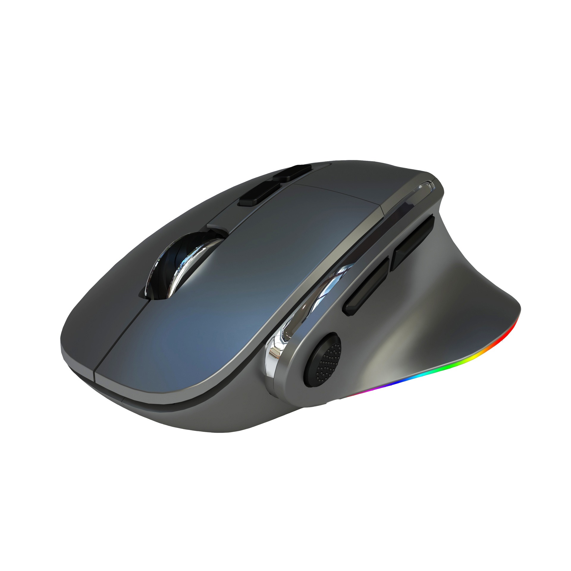 V888-ELOSUNG29849-202506191328-00 Ergonomic Vertical Wireless Mouse - Dual Mode (2.4G + Bluetooth), RGB Light, Rechargeable 500mAh Battery(Gray) - Image 1