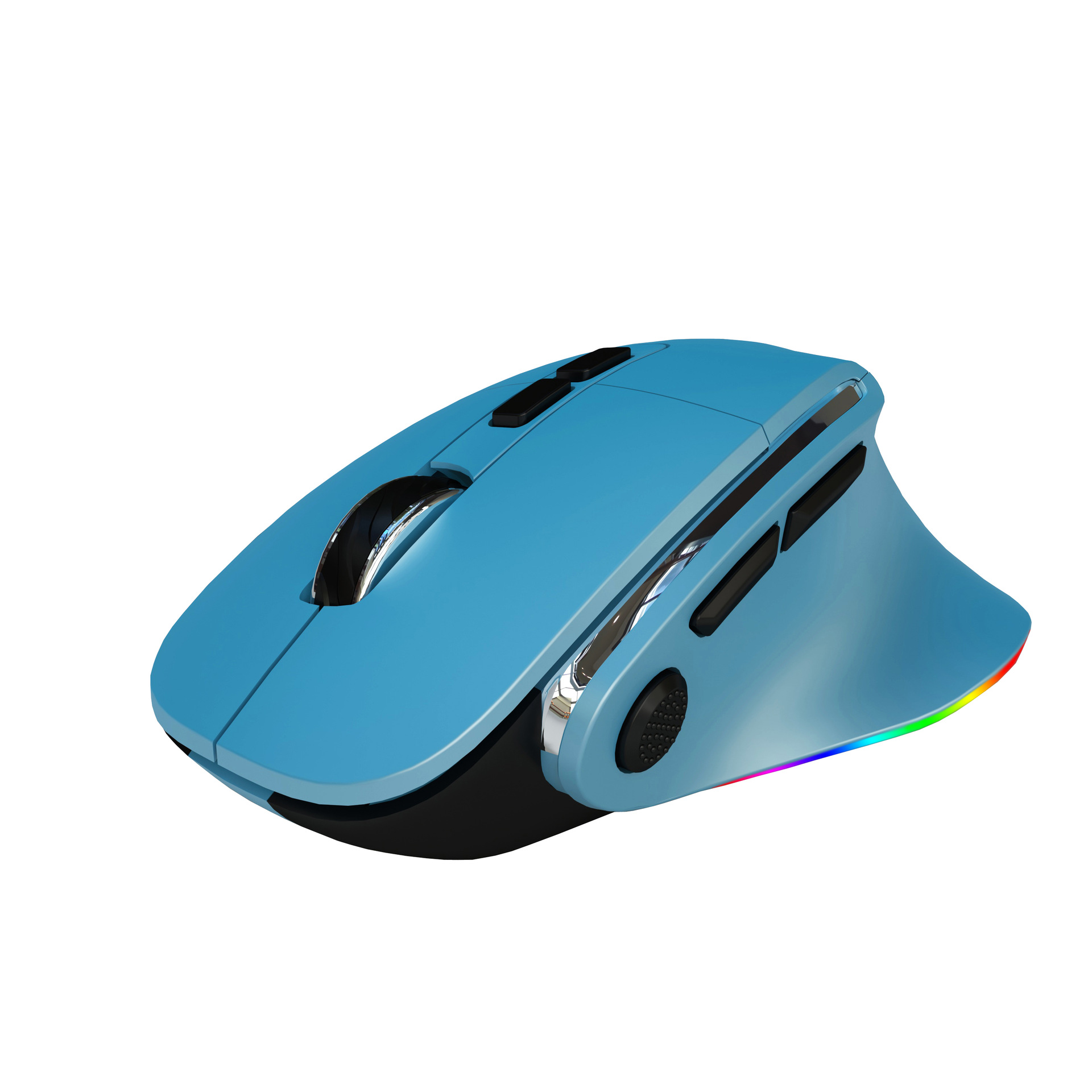 V888-ELOSUNG29851-202506191330-00 Ergonomic Vertical Wireless Mouse - Dual Mode (2.4G + Bluetooth), RGB Light, Rechargeable 500mAh Battery(Blue) - Image 1