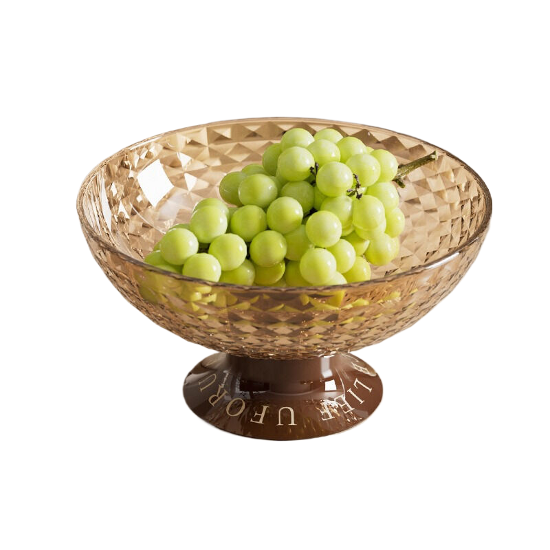 V888-ELOSUNG299-201881-00 Transparent tea colored diamond fruit tray 25.8/12.8cm * 13.5cm - Image 1