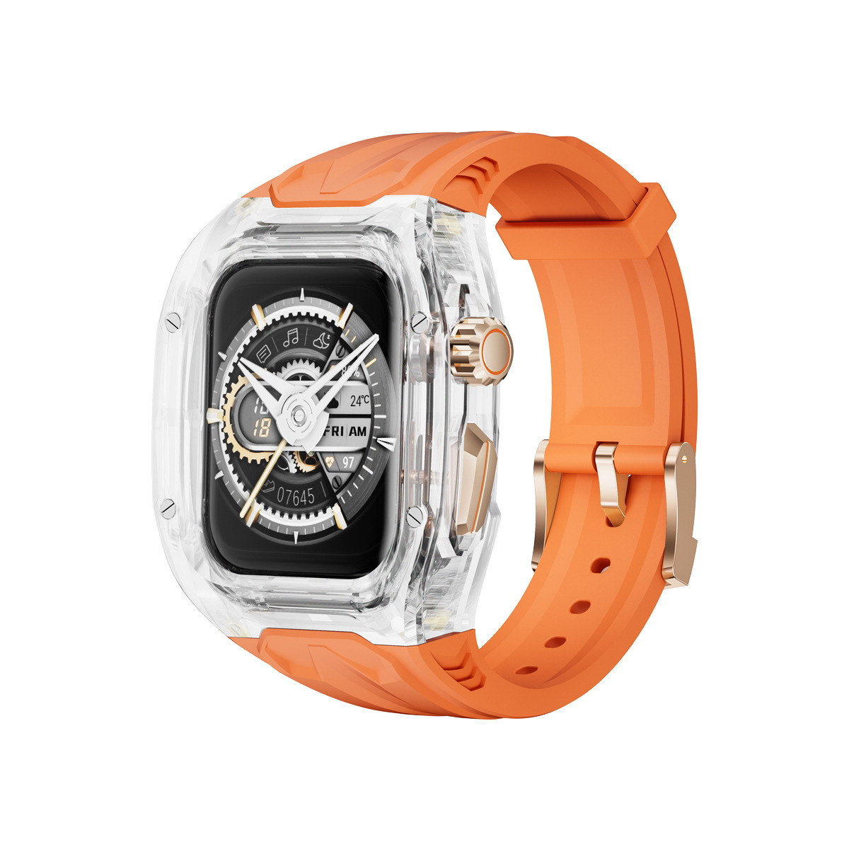V888-ELOSUNG29936-202506191208-00 Transparent PC+TPU Sports Watch Strap & Case for Smart Watch - Raised Edge Protection, Wireless Charging Compatible(Orange transparent) - Image 1