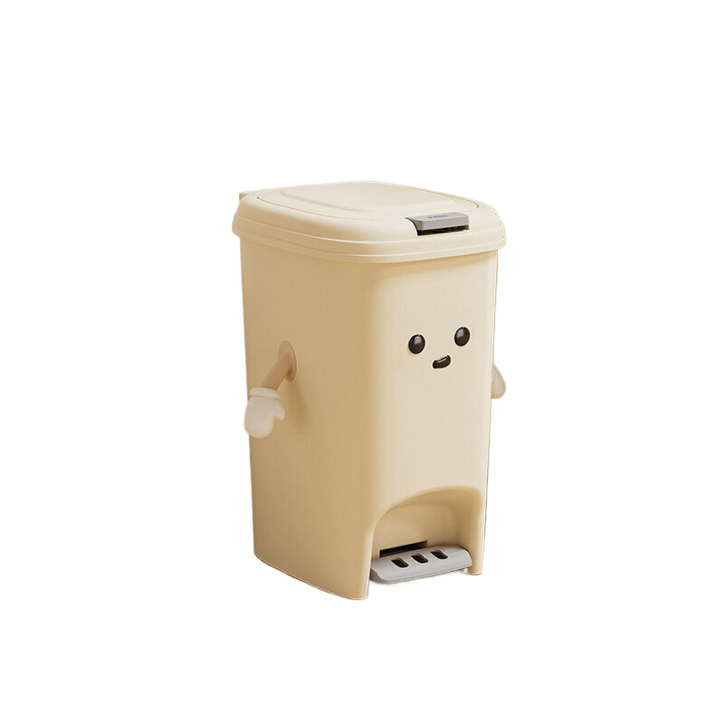 V888-ELOSUNG319-201883-00 Cream white 10L foot pedal trash can U fun style 20cm * 27.5cm * 27.5cm - Image 1