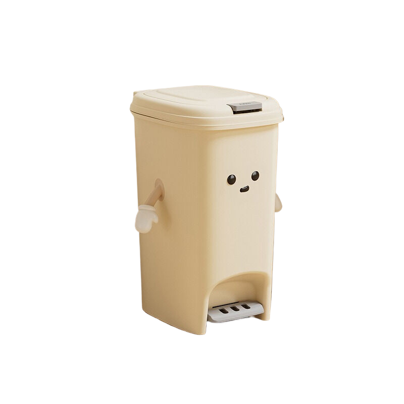 V888-ELOSUNG320-201884-00 Cream white 15L foot pedal trash can U fun style 20cm * 27.5cm * 27.5cm - Image 1