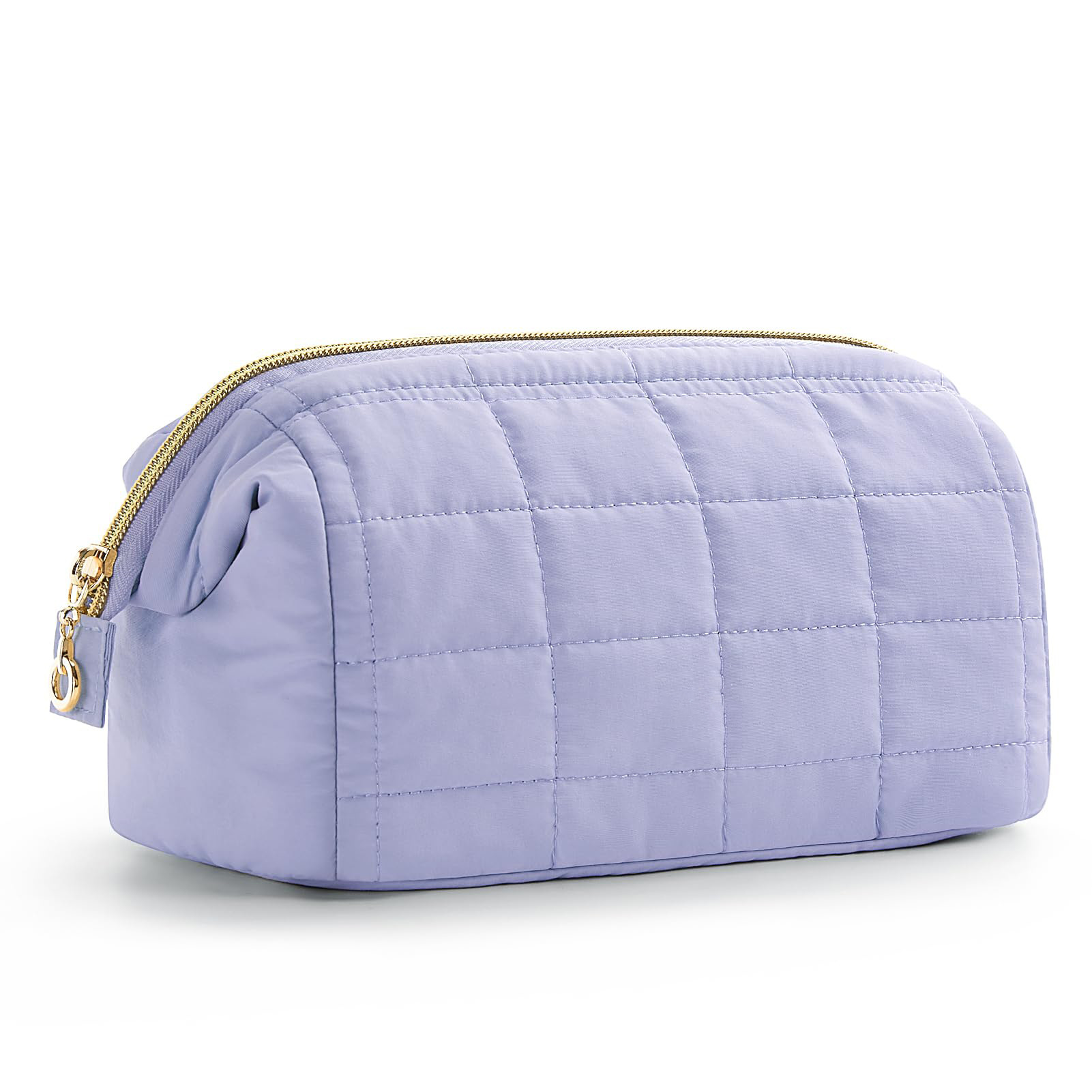V888-ELOSUNG32037-202505261517-00 Purple Chic Quilted Puffer Makeup Bag - Large Capacity Travel Cosmetic Organizer with Wide Opening - Image 1