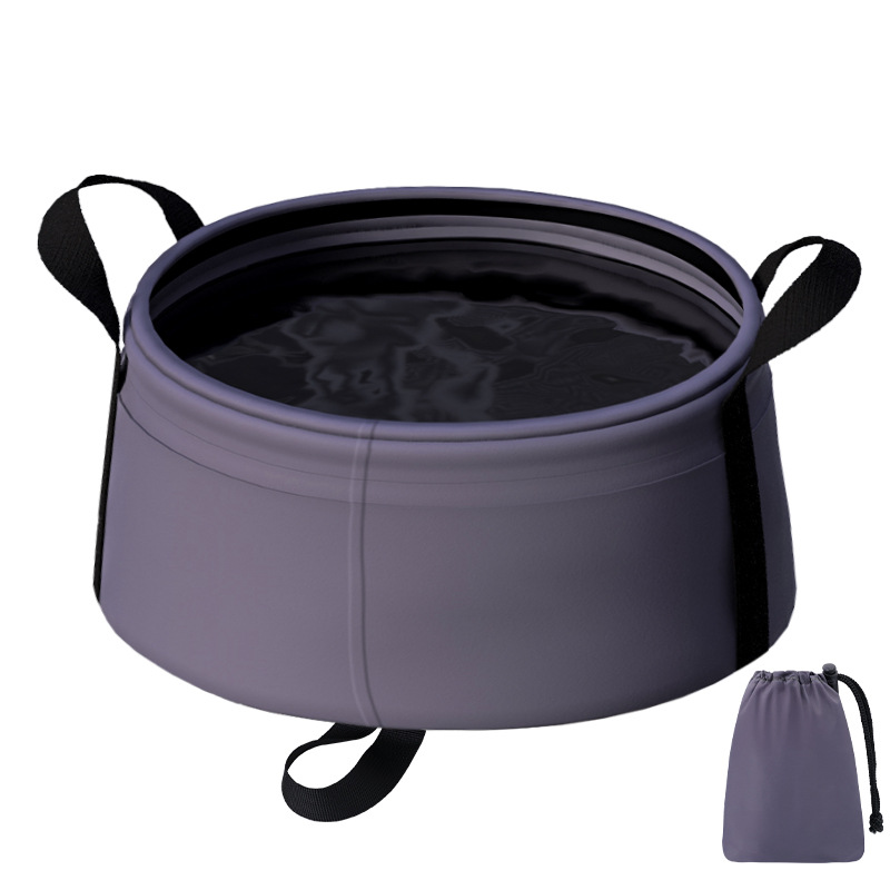V888-ELOSUNG32055-202505261606-00 2 Pcs Dark Purple Ultra-Lightweight Collapsible Travel Basin - Waterproof Folding Bucket for Camping, Hiking & Outdoors (8.5L) - Image 1
