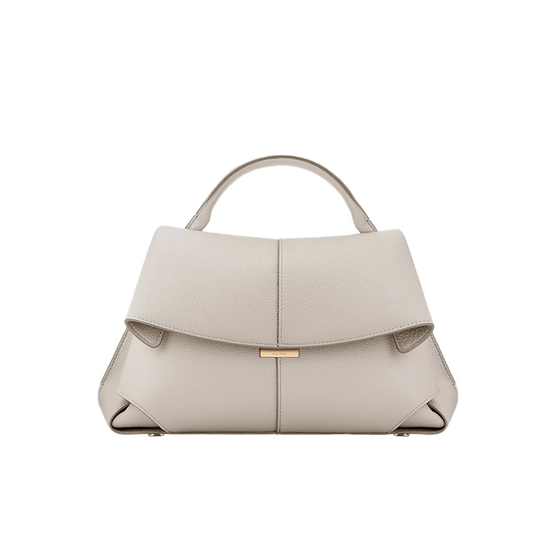 V888-ELOSUNG32065-202505261537-00 Beige Elegant Womens Genuine Cowhide Leather Top Handle Satchel - Chic Flap Crossbody Shoulder Bag - Image 1