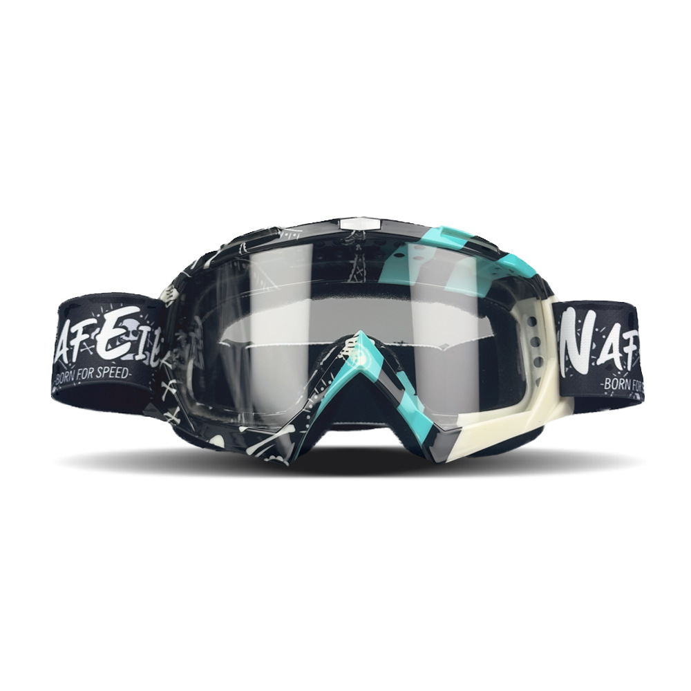 V888-ELOSUNG32118-202505281038-00 Cyan Frame and Transparent Sheet Versatile Sports Goggles - Windproof UV Protection for Skiing, Motorcycle, Cycling & Outdoor Adventures - Image 1
