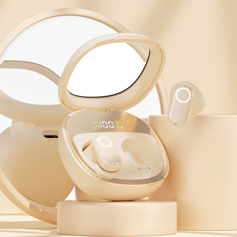V888-ELOSUNG32240-202506061648-00 Beige Feather-Light TWS Earbuds - Bluetooth 5.4, Hi-Fi Sound, LED Display Case, 60H+ Playtime, Touch Control - Image 1