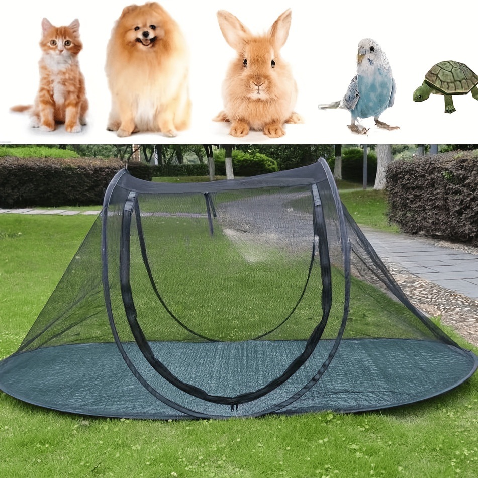 V888-ELOSUNG32275-202506091242-00 Black Portable Pop-Up Pet Tent - Lightweight Foldable Outdoor Enclosure for Dogs & Cats, Breathable Mesh Travel Kennel - Image 1
