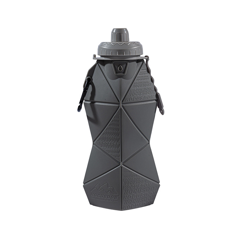 V888-ELOSUNG32320-202506111532-00 Dark Grey and Grey Cup Lid Ultimate Foldable Silicone Water Bottle - Lightweight Leakproof Travel & Sports Hydration - 700ml - Image 1