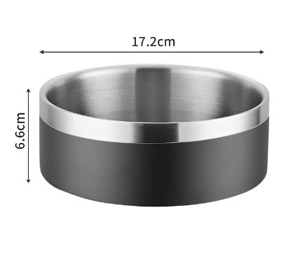 V888-ELOSUNG32353-202506111507-00 Black and Silver Premium 304 Stainless Steel Pet Bowl (32oz) - Non-Slip, Anti-Tip Food & Water Dish for Dogs & Cats - Durable & Easy Clean - Image 1