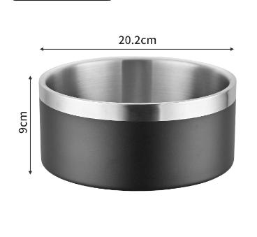 V888-ELOSUNG32358-202506111511-00 Black and Silver Premium 304 Stainless Steel Pet Bowl (64oz) - Non-Slip, Anti-Tip Food & Water Dish for Dogs & Cats - Durable & Easy Clean - Image 1