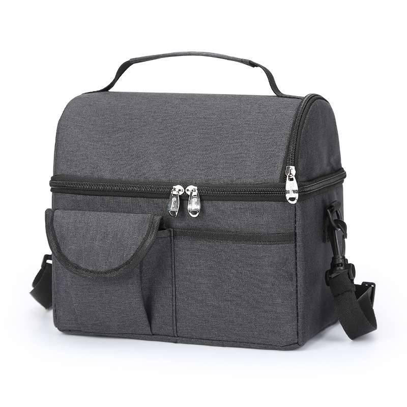 V888-ELOSUNG32364-202506190717-00 2 Pcs Black Premium Double Layer Insulated Lunch Bag - 8.4L Thermal Cooler Tote with Shoulder Strap - Image 1