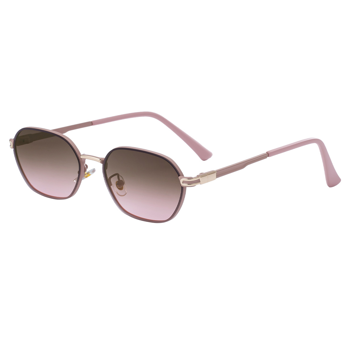 V888-ELOSUNG32396-202506190648-00 Pink Brown Gradient Lenses Chic Oval Sunglasses for Women - UV400 Protection Lightweight Metal Frame, Comfortable Design - Image 1