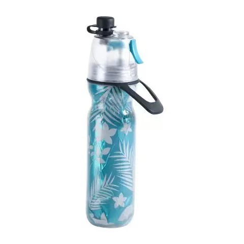 V888-ELOSUNG32451-202506191122-00 Cyan 500ML Insulated Sports Water Bottle with Cooling Mist - Triple-Layer Design Keeps Drinks Cold for Hours - Portable PE Misting Bottle - Image 1