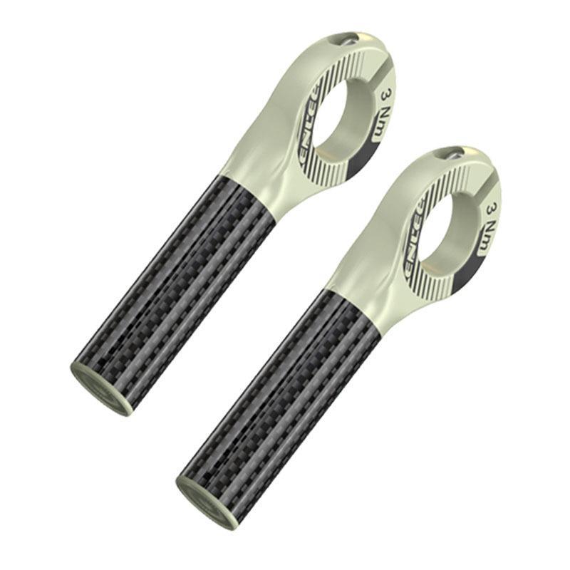 V888-ELOSUNG32484-202506191220-00 Black and Light Green Ultralight Carbon Fiber Bicycle Bar Ends - Ergonomic Anti-Slip Grips for MTB & Hybrid Bikes (22.2mm) - Image 1