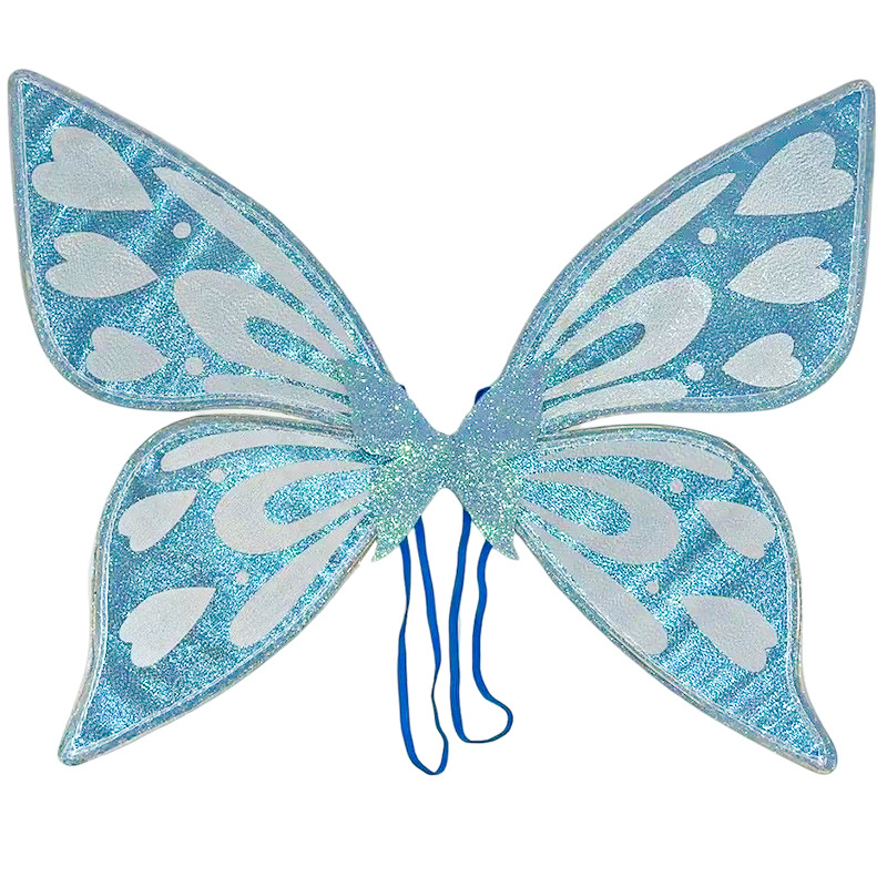 V888-ELOSUNG32535-202506191048-00 Blue Sparkling Fairy Wings - Lightweight Glitter Butterfly Costume Accessory for Kids & Adults - Image 1