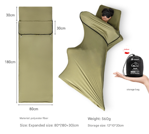 V888-ELOSUNG32560-202506191336-00 Green Ultra-Stretch Sleeping Bag Liner - Portable & Lightweight Envelope Sleep Sack for Camping & Travel - Image 1