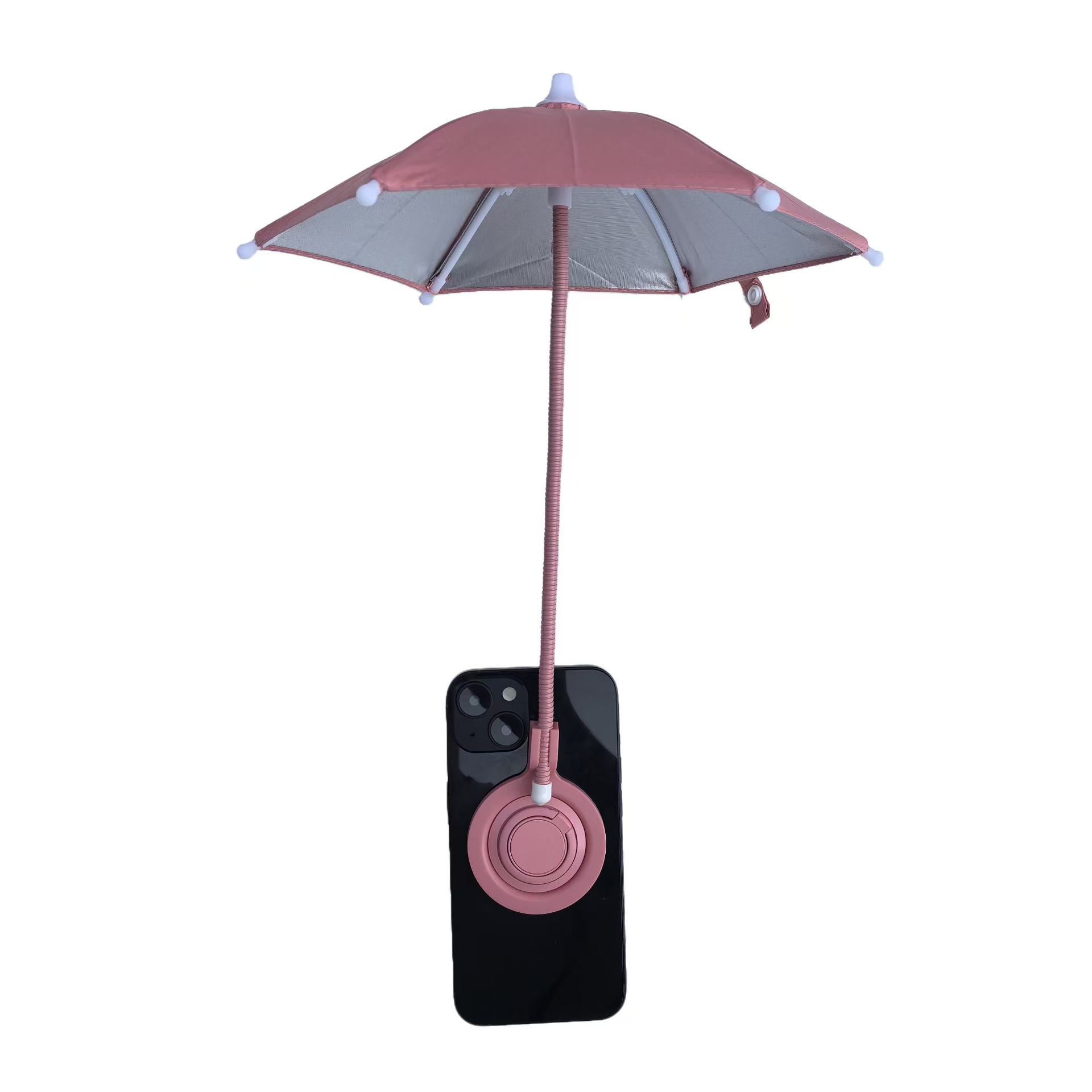 V888-ELOSUNG32581-202506241153-00 Pink Magnetic Phone Umbrella Sun Shade - Clear Outdoor Screen Visor, Anti-Glare Mini Parasol for iPhone - Image 1