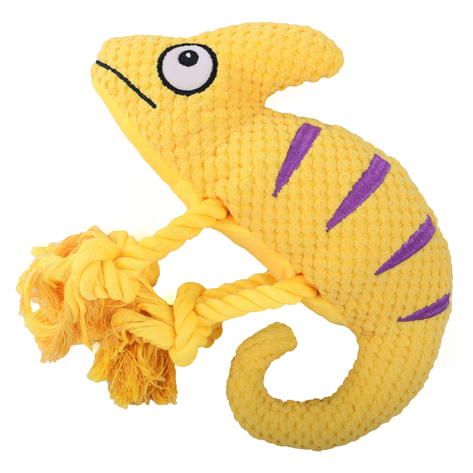 V888-ELOSUNG32699-202506300953-00 2 Pcs Yellow Interactive Plush Chameleon Dog Toy with Squeaker & Rope Legs - Durable Chew Toy for Medium/Large Dogs, Teeth Cleaning Texture, Machine Washable (10.2in) - Image 1