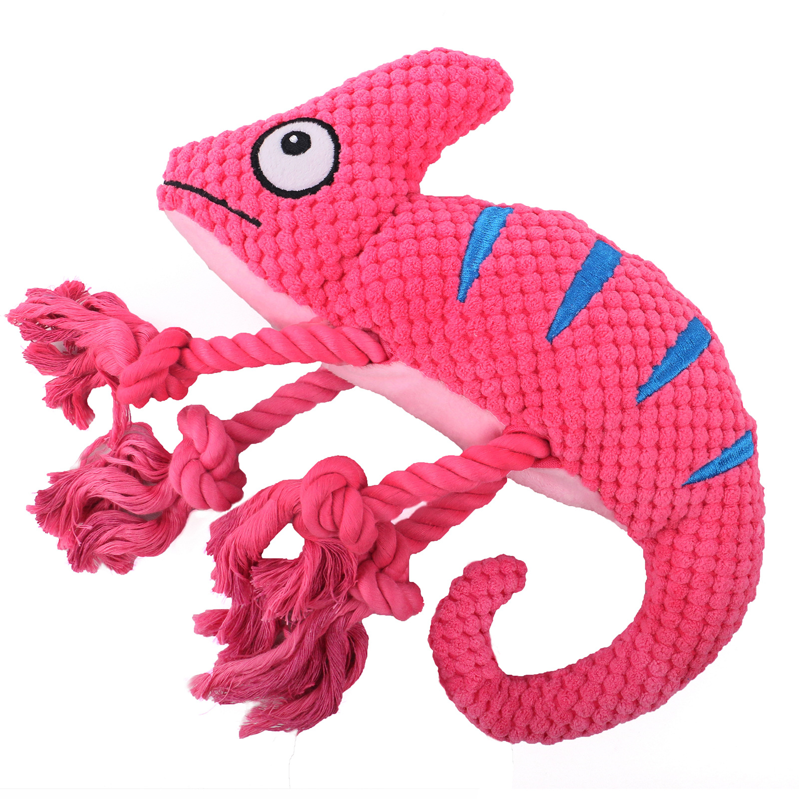 V888-ELOSUNG32701-202506300953-00 2 Pcs Pink Interactive Plush Chameleon Dog Toy with Squeaker & Rope Legs - Durable Chew Toy for Medium/Large Dogs, Teeth Cleaning Texture, Machine Washable (10.2in) - Image 1