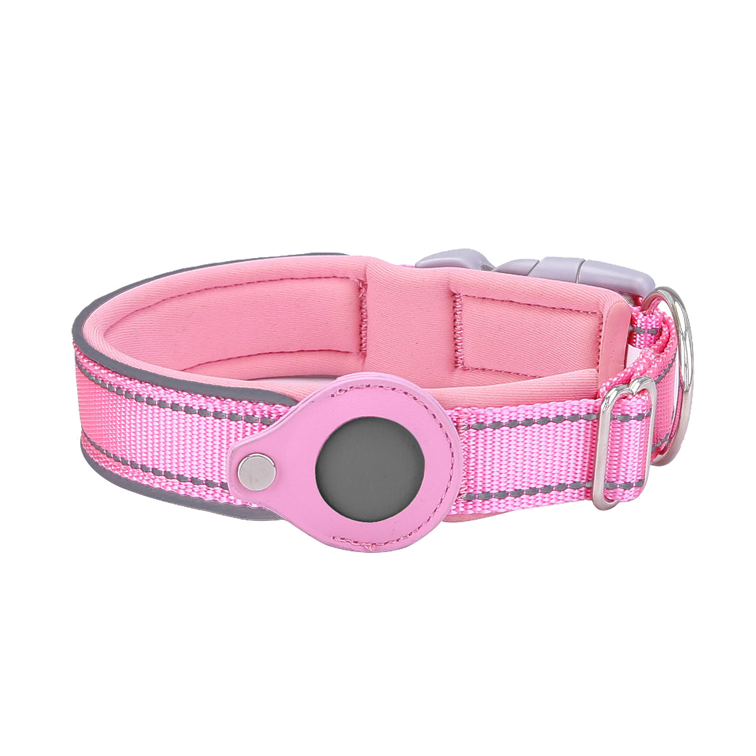 V888-ELOSUNG32708-202506301002-00 Size S Pink Reflective Adjustable Anti-Lost Pet Collar (For Apple AirTag - Collar Only, Tracker Not Included) - Image 1
