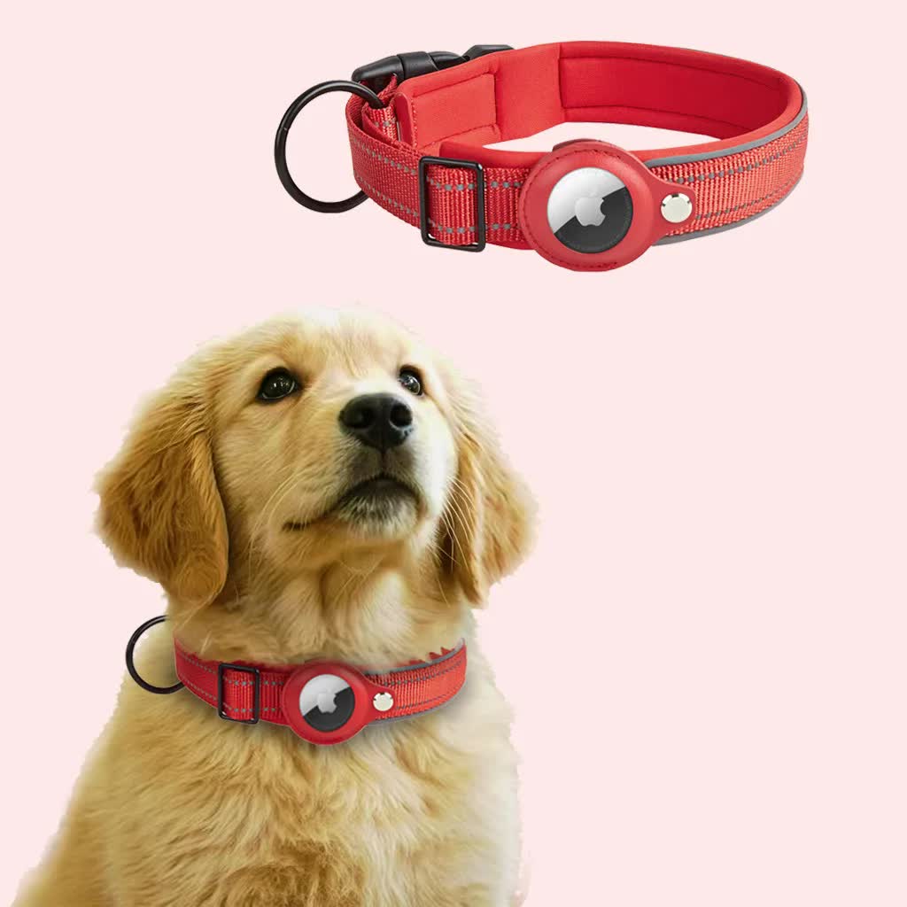 V888-ELOSUNG32720-202506301052-00 Size S Red Reflective Adjustable Anti-Lost Pet Collar (For Apple AirTag - Collar Only, Tracker Not Included) - Image 1