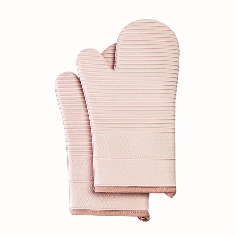 V888-ELOSUNG32725-202506301105-00 Pink Premium Heat Resistant Silicone Oven Mitts (Pair) - Non-Slip Grip, Cotton Lined for Kitchen Baking, Grilling & BBQ - Image 1