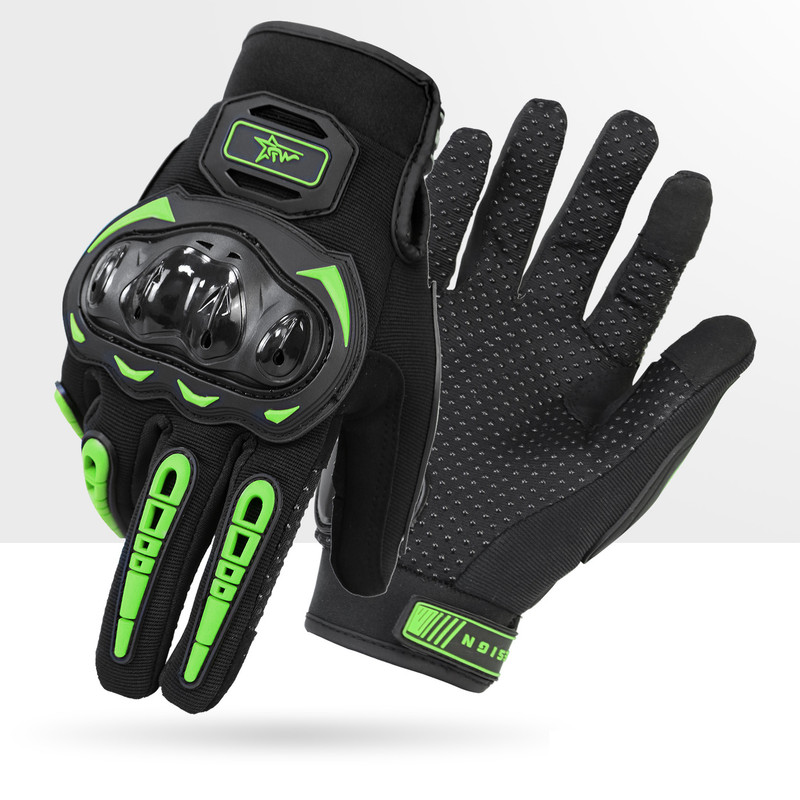 V888-ELOSUNG32787-202507021020-00 Size 2XL Green and Black Protective Motorcycle Riding Gloves - Hard Knuckle Armour & Touchscreen Fingertips - Image 1
