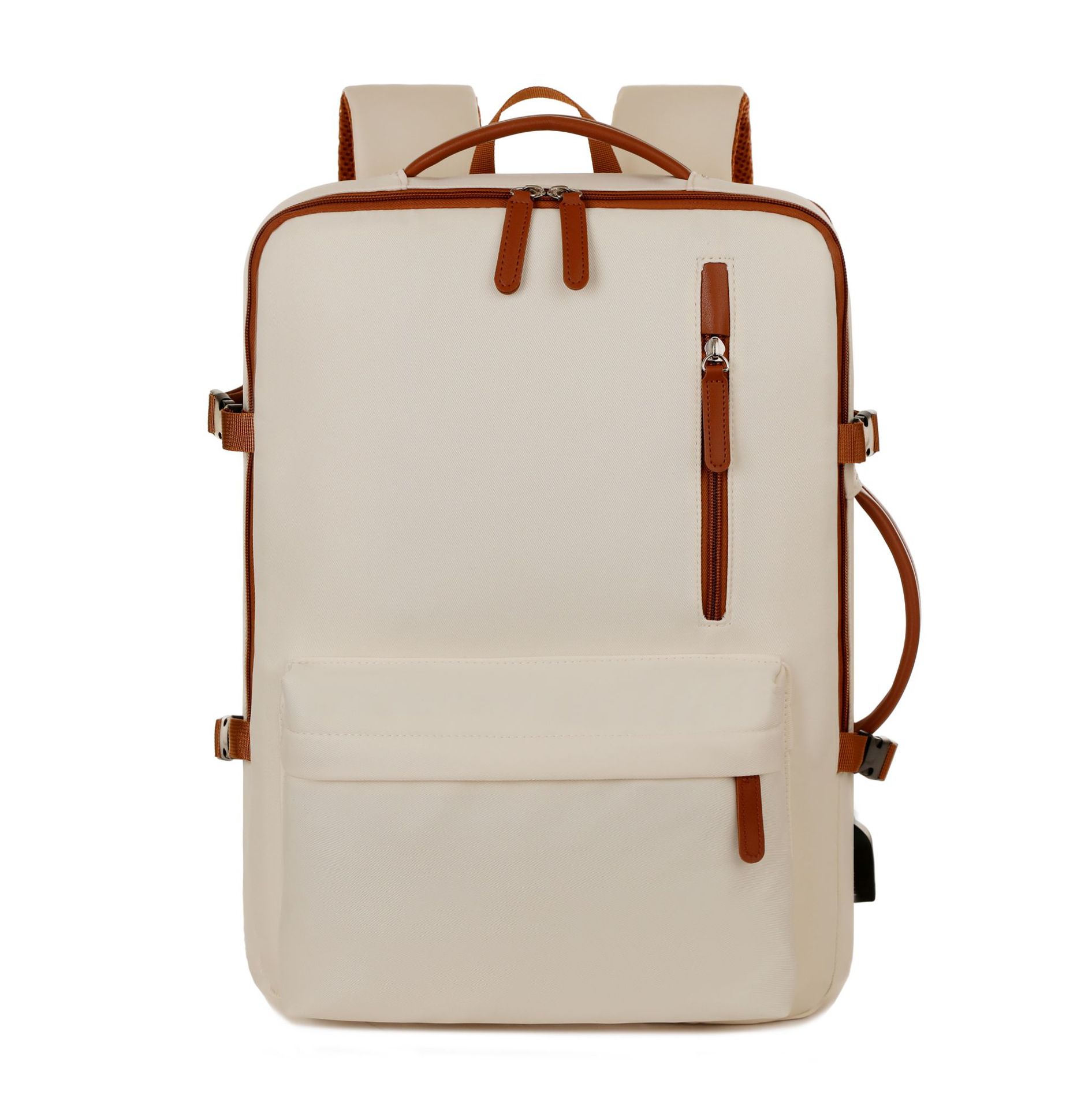 V888-ELOSUNG32798-202507021025-00 Beige Expandable Laptop Backpack with USB Port - Stylish Travel & Business Daypack - Image 1