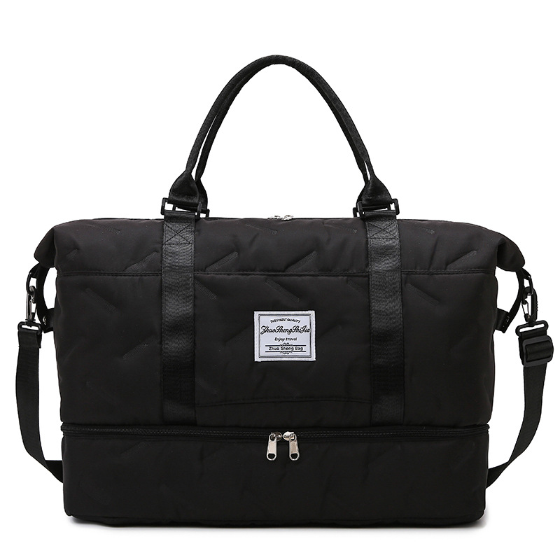 V888-ELOSUNG32811-202507041035-00 Black Stylish Quilted Duffel Bag for Travel & Gym - Large Capacity Weekender with Shoe Compartment and Wet Pocket - Image 1