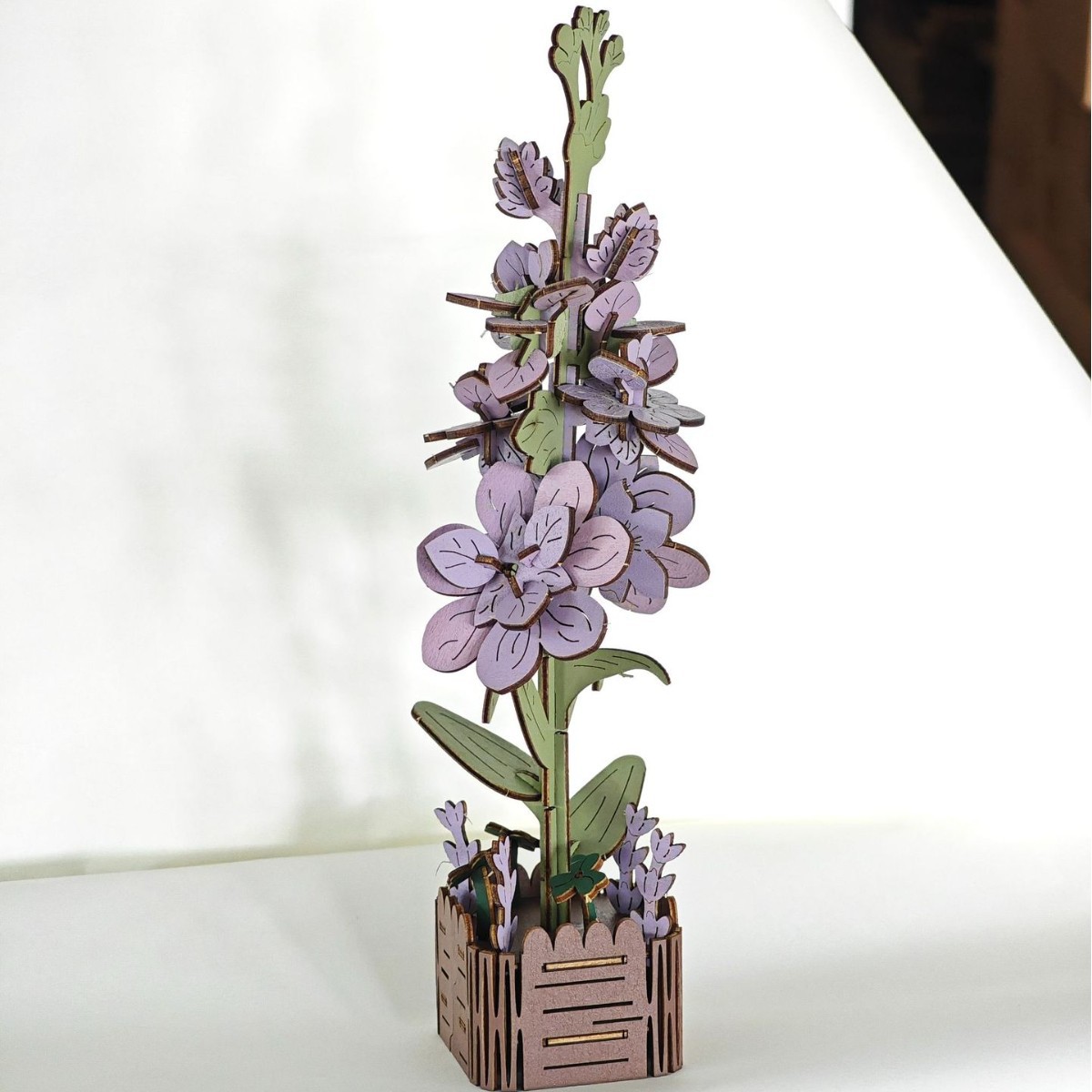 V888-ELOSUNG33040-202505261525-00 DIY 3D Wooden Violet Flower Puzzle - 60-Piece Kids' Craft Kit - Image 1