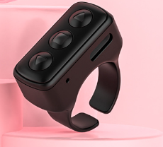 V888-ELOSUNG33153-202506051125-00 2-Piece Black Bluetooth Video Controller - 3-Button Remote for TikTok and Page Scrolling - Image 1