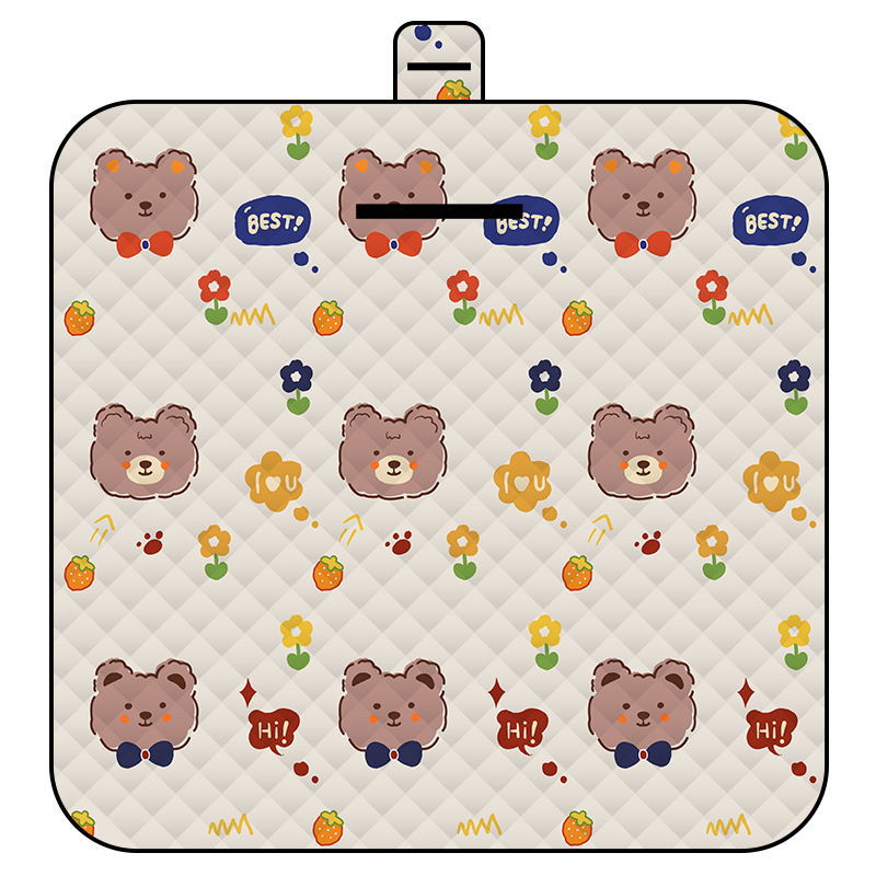V888-ELOSUNG33234-202506101605-00 Cute Bow Tie Bear Thick Waterproof Foldable Picnic Mat - 150x200cm for Camping & Beach - Image 1