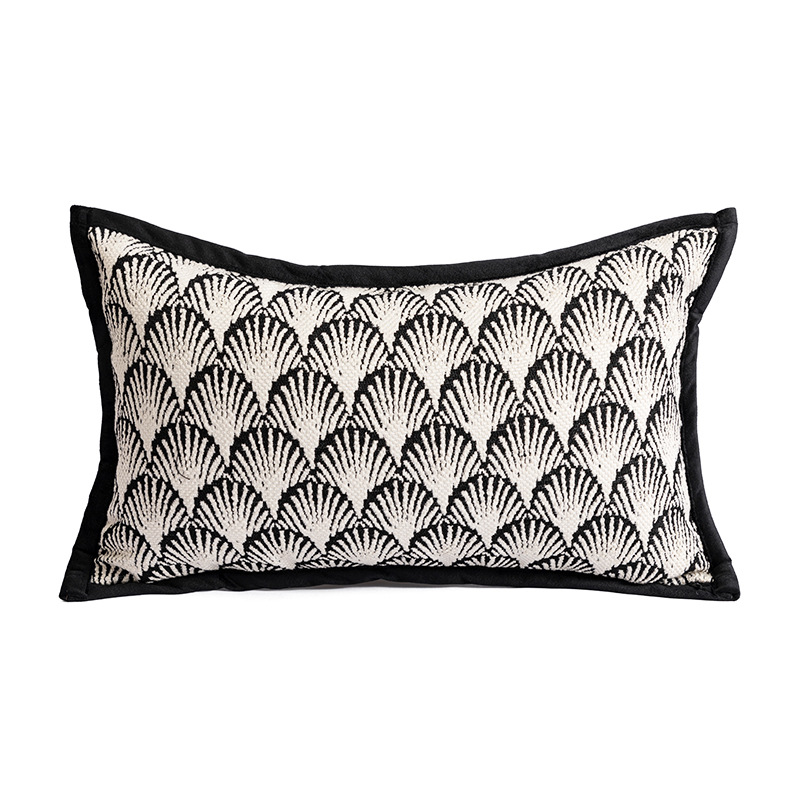 V888-ELOSUNG33309-202506190625-00 Umbrella Pattern Elegant Two-Piece INS-Style Jacquard Pillow Covers - Black & White Sofa Decor - Image 1