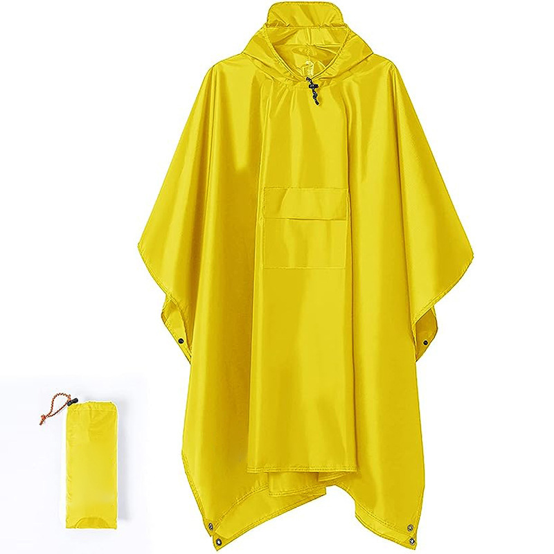 V888-ELOSUNG33429-202506241008-00 Yellow 3-in-1 Waterproof Rain Poncho - Lightweight Hooded Raincoat, Ground Tarp & Emergency Shelter for Hiking, Camping, and Outdoor Survival - Image 1