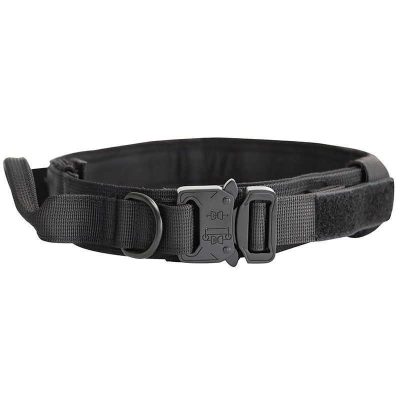 V888-ELOSUNG33490-202506250945-00 L Black Tactical Dog Collar - Heavy Duty Nylon Pet Collar for Medium & Large Dogs, Adjustable (3.8cm Width) - Image 1