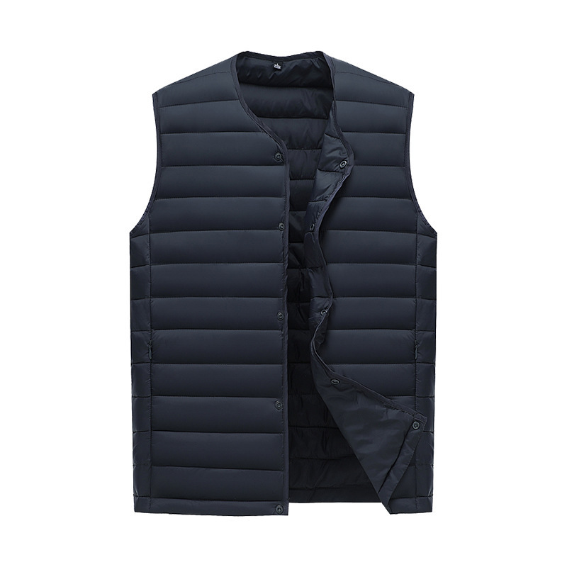 V888-ELOSUNG33577-202506301046-00 M Navy Blue Men's Lightweight Quilted Puffer Vest - Ideal Sleeveless Jacket for Winter Layering - Image 1