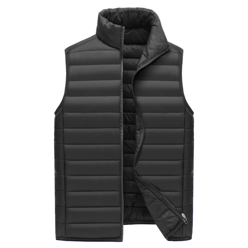 V888-ELOSUNG33606-202507020945-00 XXXXL Black Men's Lightweight Puffer Vest - Stand Collar Quilted Sleeveless Jacket for Winter - Image 1