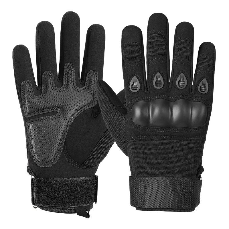 V888-ELOSUNG33608-202507021007-00 L Black Hard Knuckle Tactical Gloves - Full-Finger Protective Gear for Motorcycle, Cycling & Outdoor Sports - Image 1