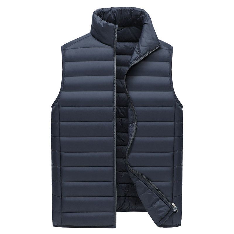 V888-ELOSUNG33626-202507021011-00 XXXL Navy Blue Men's Lightweight Puffer Vest - Stand Collar Quilted Sleeveless Jacket for Winter - Image 1